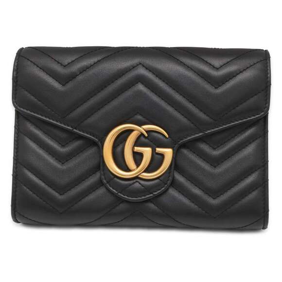 Gucci Handbags - Gucci GG Marmont Quilted Chain Wallet Double Black